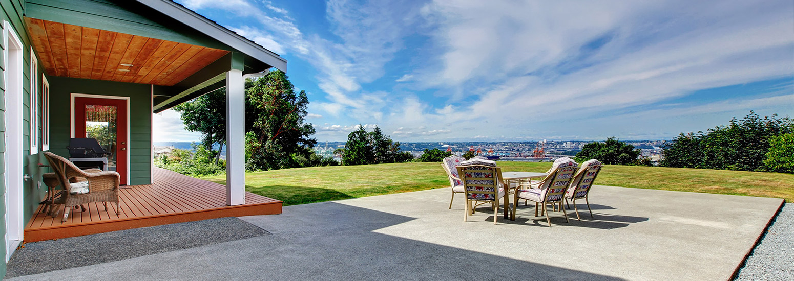 Concrete patio near house