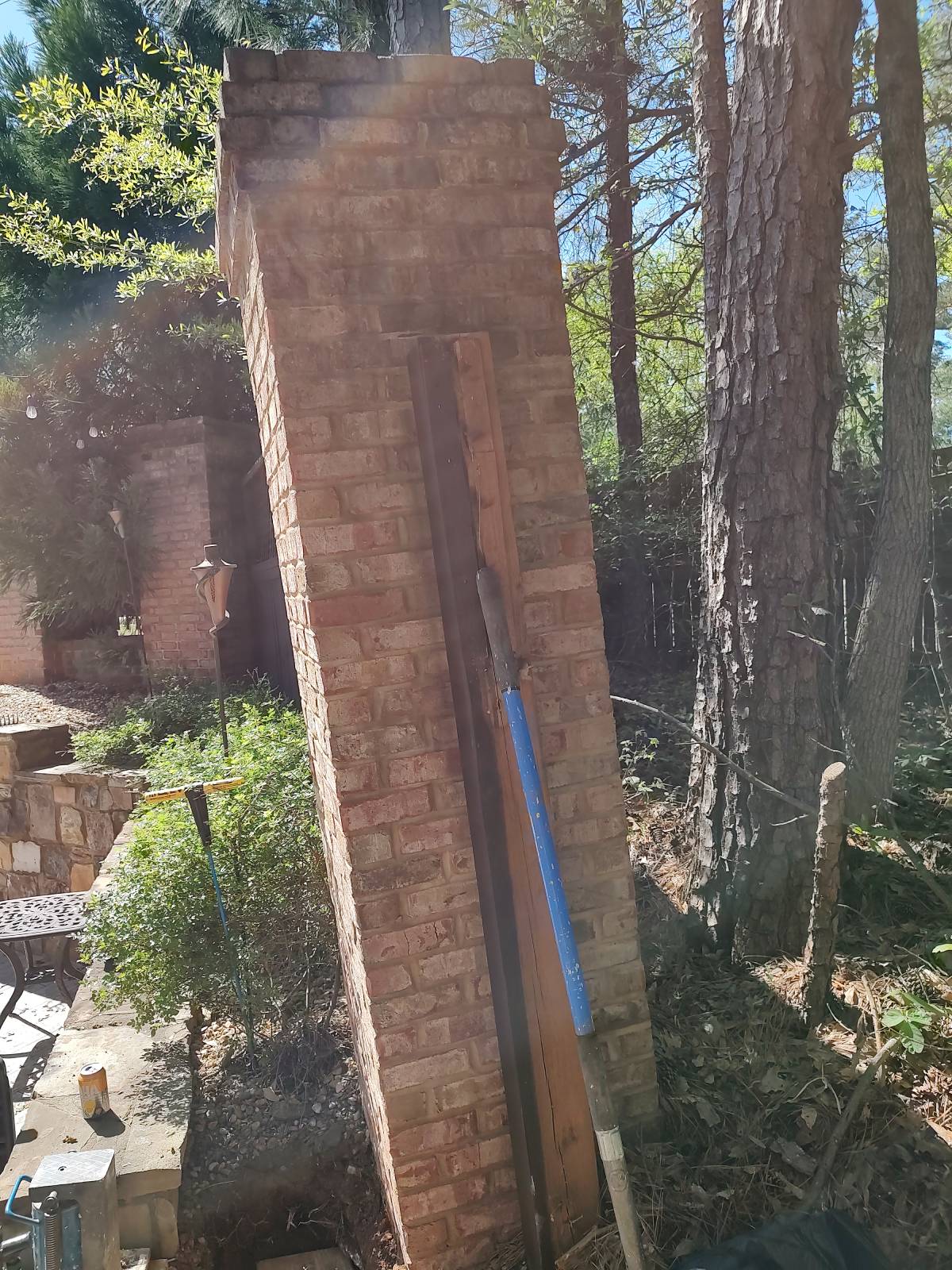 Before Straightening Leaning Brick Column