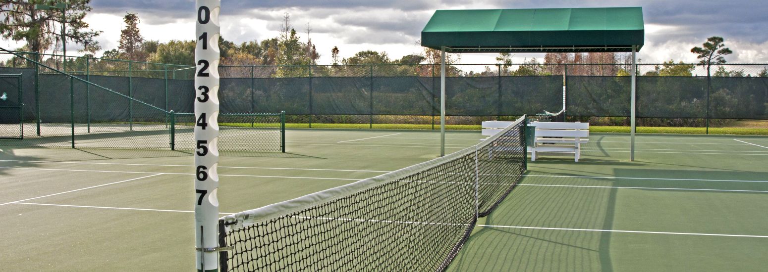 Concrete outdoor tennis court