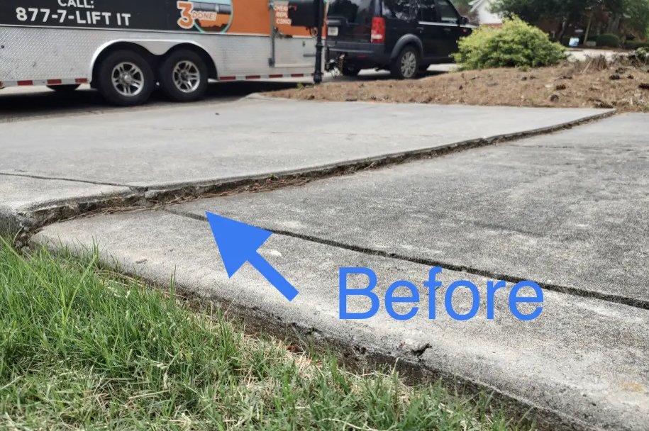 Before: We lifted the slab back into place, restoring a smooth and level transition.