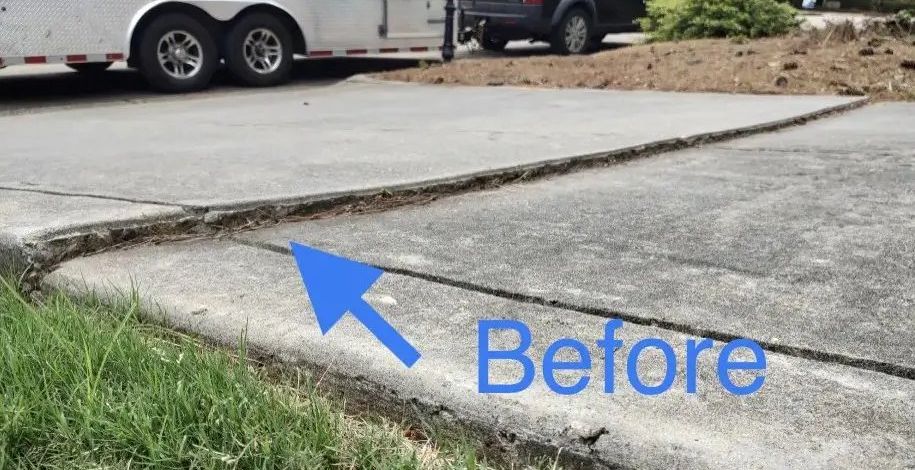 Before: We lifted the slab back into place, restoring a smooth and level transition.