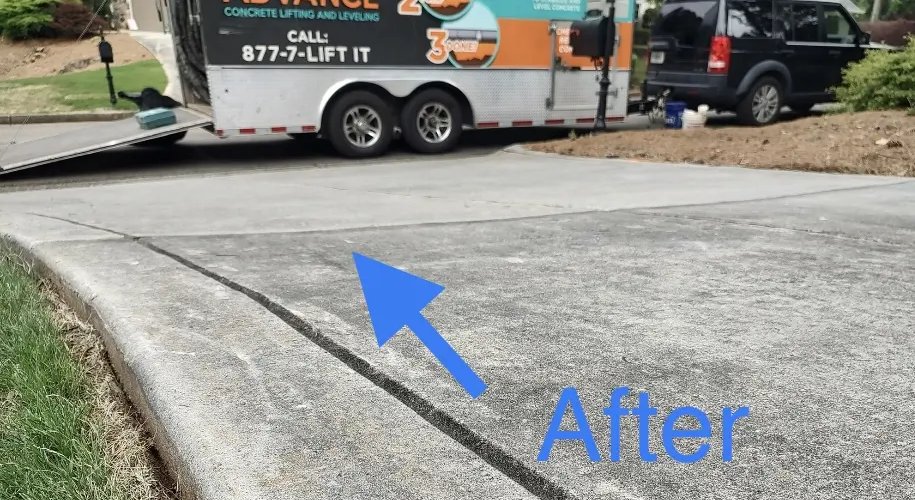 After: We lifted the slab back into place, restoring a smooth and level transition.