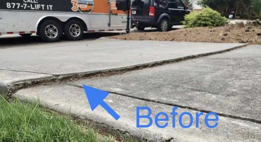 Before: We lifted the slab back into place, restoring a smooth and level transition.