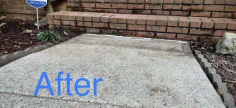 After: We used fill foam to lift the walkway slab back to its proper height, closing the gap and returning the step back to code.