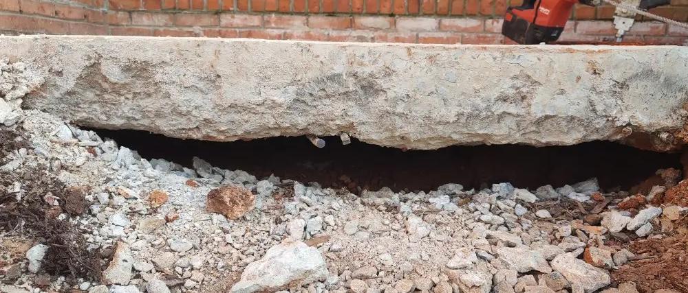 Void beneath a concrete slab foundation.